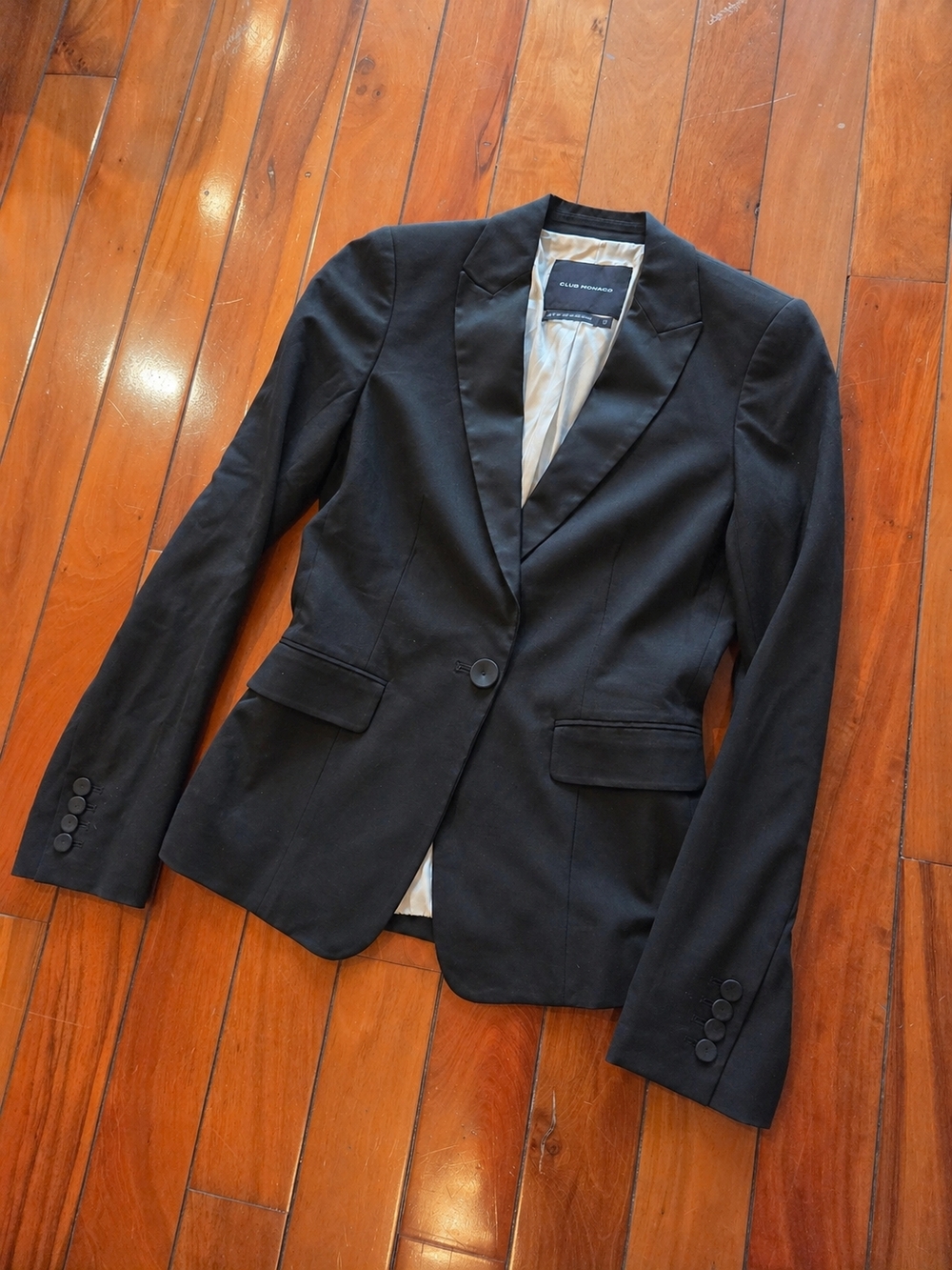 Club Monaco Black Single-Button Tailored Tuxedo Blazer